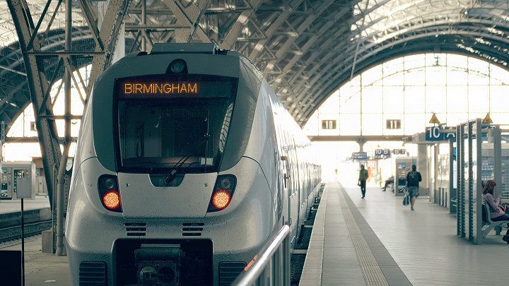 Modern train to Birmingham. Travelling to Great Britain